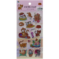 Наклейки 3D "Котики" 10х22см 6 видов Y10911-24