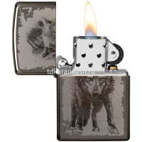 Зажигалка "Wolf Design" 38x13x57мм латунь/сталь, чёрная, глянцевая 49073/58598 от магазина "Карандаш"