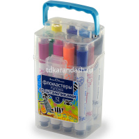 Фломастеры 12 цветов "FunColor" со штампиками, в пластиковом пенале, 2 вида 32-0038 от магазина "Карандаш"