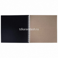 Скетчбук 24х24см 30л 160г/м2 "Леопард" евроспираль, жесткая подложка (крафт/черный) 077405 от магазина "Карандаш"