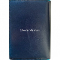 Обложка для документов "Blue Square" 13х11х3см синяя, натуральная кожа PP5256B2/BLU2 от магазина "Карандаш"