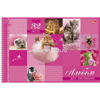 Альбом для рисования А4 32л "Милашки" на спирали, перфорация на отрыв, 5 дизайнов 32А4Всп/042605 от магазина "Карандаш"