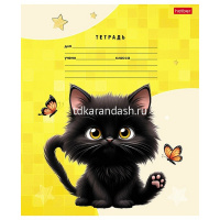 Тетрадь А5 18л линия "Черный котик" на скобе 5 дизайнов 18Т5В2/091440 от магазина "Карандаш"