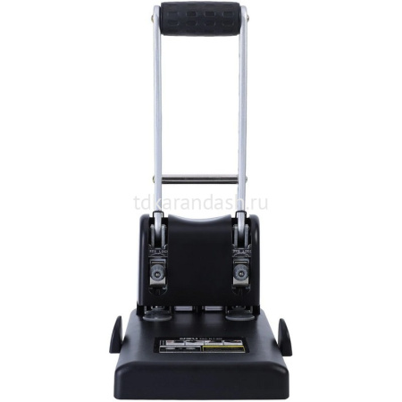 Дырокол мощный 100л 2-отв, d-6мм, 12мм, с линейкой, металл, черный E0130 от магазина "Карандаш"