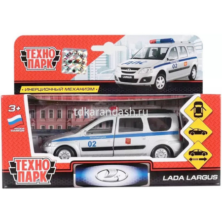 Машина "Lada Largus. Полиция" белая, инерционная, металл 12см (открывающиеся двери) SB-16-47-P-WB