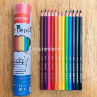 Карандаши 12 цветов шестигранные дерево, в тубусе-подставке 9801-12 от магазина "Карандаш"