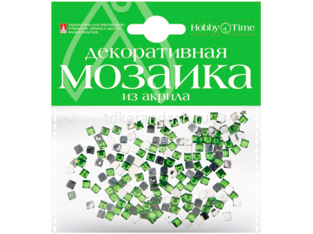 Мозаика декор. 4*4мм 200шт зеленый акрил 2-335/04