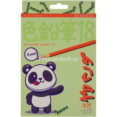 Карандаши 18 цветов "Kawaii animals" круглые, пластиковые, картон, 4 вида 30-0128 от магазина "Карандаш"