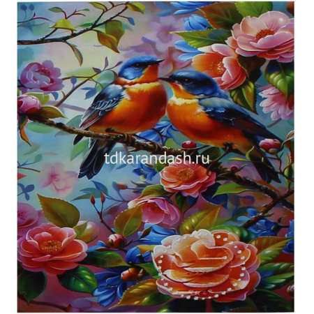 Алмазная мозаика 40х50см "Два птенца на ветке" полная выкладка ZS4737