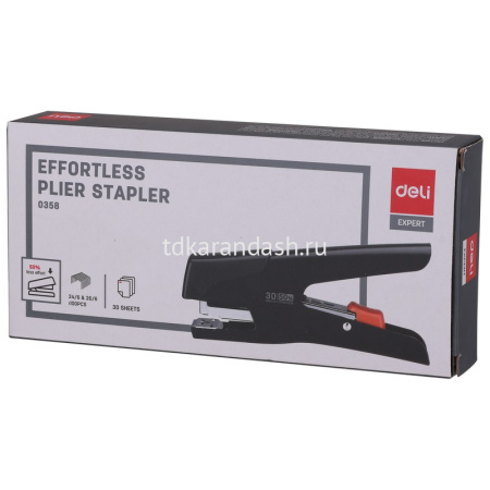 Степлер-плиер №24/6,26/6 30л глубина 40мм, пластик черный E0358BLACK от магазина "Карандаш"