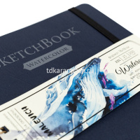 Скетчбук 16х16см 25л 200г/м2 "Fin" акварельная бумага, на спирали, на резинке, твердая обложка,синий от магазина "Карандаш"