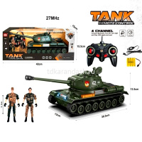 Танк р/у 26х13,5х12см с аккумулятором, с фигурками военных 9,5см, пластик (свет, звук) LT371150 от магазина "Карандаш"