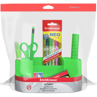 Набор настольный "Victoria. Neon Solid" 28,5х12,5х22см 13 предметов, пластик, зеленый 53264 от магазина "Карандаш"