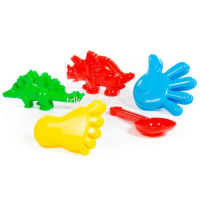 Набор д/песка №371 (совок №7, формочки - 2 динозавра, ладошка, ножка) 35684 от магазина "Карандаш"