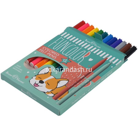 Фломастеры 12 цветов "Funcolor" с вентилируемым колпачком картон 32-0067 от магазина "Карандаш"