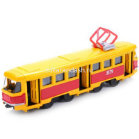 Трамвай красно-желтый, инерционный, металл 16,5см (открывающиеся двери) SB-16-66WB от магазина "Карандаш"