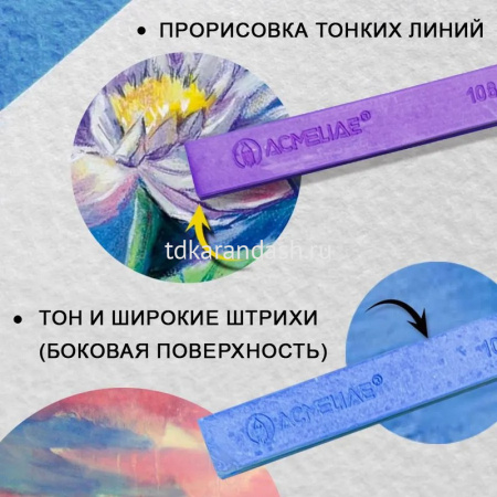 Пастель 12 цветов "Acmeliae" мягкая, прямоугольная, картон SPC-12 от магазина "Карандаш"
