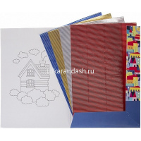 Набор гофрокартона цветного А4 4цв 4л "Городок"" металлизированный односторонний 076530 от магазина "Карандаш"