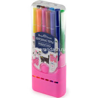 Фломастеры 12 цветов "HappyColor" круглые, в пластиковом пенале, 2 вида 32-0036 от магазина "Карандаш"
