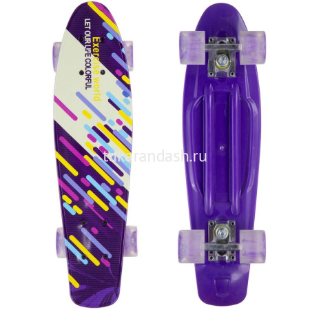 Скейтборд 67х20см, пластик, 4 колеса PU d=5,5см светятся, с ручками HB2252 от магазина "Карандаш"