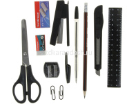 Набор настольный "Mini Desk" 11х11х20см 12 предметов, вращающийся, пластик, серый 12516 от магазина "Карандаш"