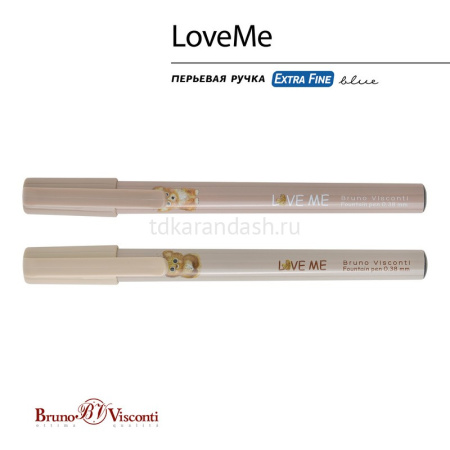 Ручка перьевая "Love me" 0,38мм синяя, круглый корпус Glossy Pro, 2 вида 20-0490 от магазина "Карандаш"