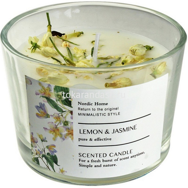 Свеча в подсвечнике ароматизированная 9х6см, 2 вида Y10538-24 от магазина "Карандаш"