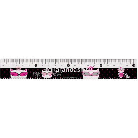 Линейка 20см "HappyGraphix. Ginza Cats. Кошечка на прогулке" с волнистым краем, пластик 45-0015/03 от магазина "Карандаш"