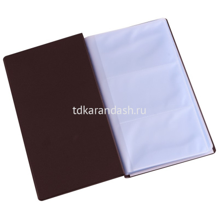 Визитница 180 визиток 10х18см пвх, коричневая E5783 от магазина "Карандаш"