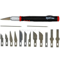 Нож для макетирования 12 сменных лезвий, пластиковый футляр, 2 цвета Y10778-24 от магазина "Карандаш"