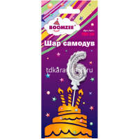 Шар воздушный 14см Цифра "6" самонадувающийся с держателем, фольга, серебро FBZ-04 от магазина "Карандаш"