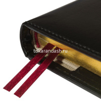 Ежедневник полудатированный А5+ "Windsor" 416стр., черный, золотой срез, натурал.кожа, на кнопке от магазина "Карандаш"