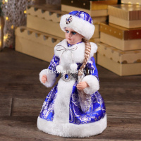 Снегурочка 30см в синей шубе с поясом (звук) Т-5555 от магазина "Карандаш"