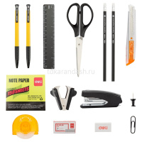 Набор настольный 26х10,3х15см 16 предметов, пластик, черный E38252A от магазина "Карандаш"