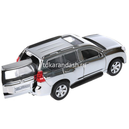 Машина "Toyota Prado" серебристая, инерционная, металл 12см (открывающиеся двери) PRADO-SL-CH от магазина "Карандаш"