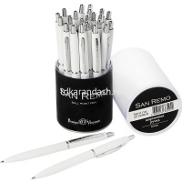 Ручка шариковая "San Remo" 1,0мм синяя, автомат, белый корпус, металл 20-0249/16 от магазина "Карандаш"