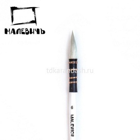 Кисть коза микс круглая №6 короткая ручка "Premium" 750030 от магазина "Карандаш"