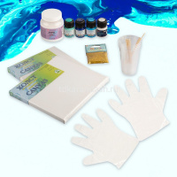 Набор для рисования "Флюид Арт.Море" (краски, медиум, холсты, стаканы, перчатки, палочки, блестки) от магазина "Карандаш"