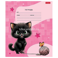 Тетрадь А5 18л линия "Черный котик" на скобе 5 дизайнов 18Т5В2/091440 от магазина "Карандаш"