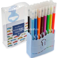 Фломастеры 24 цвета "HappyColor" в пластиковом пенале, 2 вида 32-0045 от магазина "Карандаш"