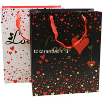 Пакет подарочный "Сердца" 18х23х10см 3 цвета 11513-24 от магазина "Карандаш"