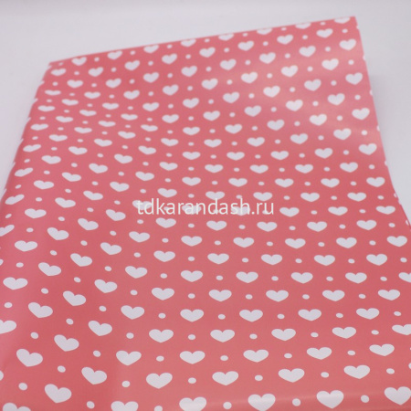 Бумага упаковочная 70см х 1м "Любовь. Белые сердца на розовом" односторонняя BJ7065 от магазина "Карандаш"
