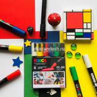 Набор маркеров перманентных "POSCA" стандартные цвета, 6шт, пулевид. наконечник, толщина линии 2,5мм от магазина "Карандаш"