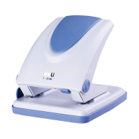 Дырокол 35л 2-отв, d-6мм, с линейкой, металл, белый/голубой E0126 от магазина "Карандаш"