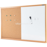 Доска комбинированная пробковая/лаковая 600x900мм деревянная рама 8753 от магазина "Карандаш"