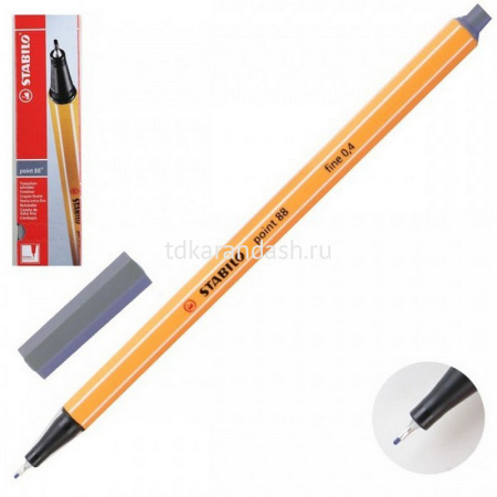 Ручка капиллярная "Stabilo point" 0,4мм темно-серая 88/96