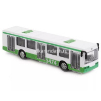 Автобус "Рейсовый" бело-зеленый, инерционный, металл 16,5см (открывающиеся двери) SB-16-65-BUS-WB от магазина "Карандаш"