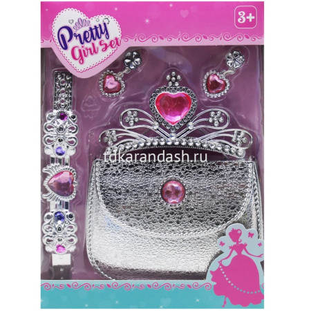 Набор "Маленькая принцесса" 24х18,5см, пластик (сумка, диадема, украшения) B1590832
