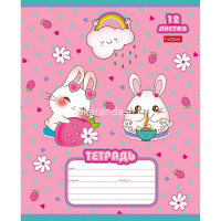 Тетрадь А5 12л клетка "Зайкины истории" на скобе 5 дизайнов 12Т5В1/086002 от магазина "Карандаш"