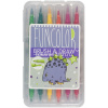 Фломастеры 12 цветов "FunColor Jumbo" двусторонние (кисть, пулевидный), в пластиковом пенале, 2 вида